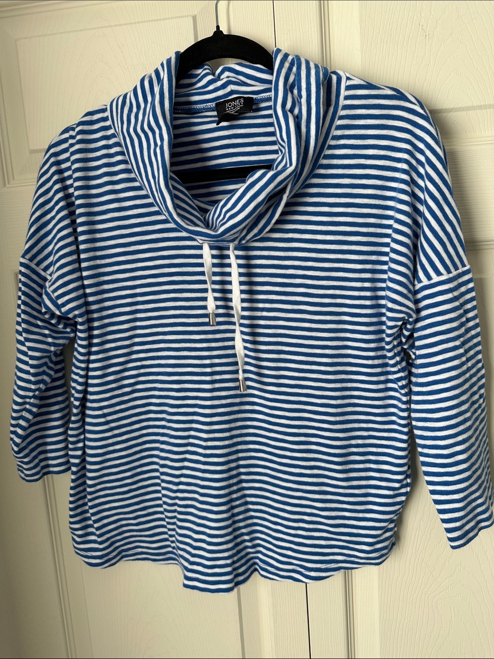 Jones New York Blue and White Striped Cowl Pullover or shirt medium